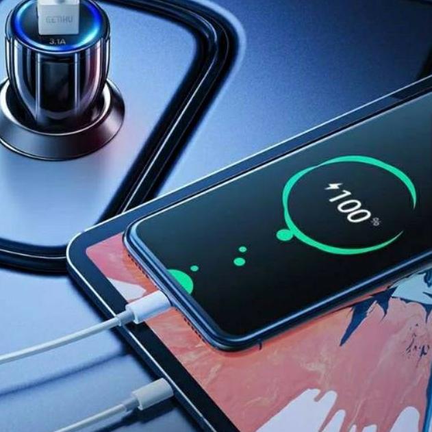 ❇ TAFFWERE 2 DUAL PORT USB CHARGER SMARTPHONE HANDPHONE 2 LUBANG QC mobil qualcomm QUALCOM 6A fast c