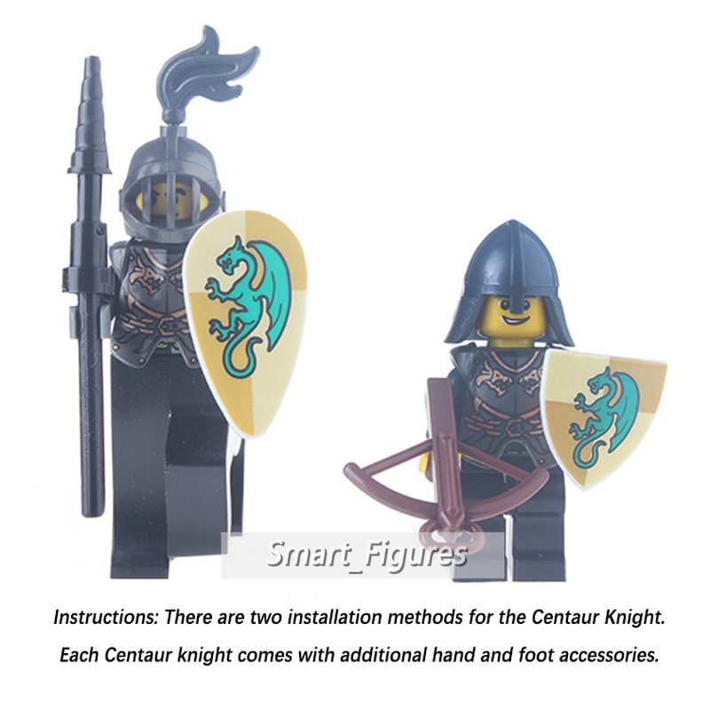 Mainan Action Figure Kastil Kastil Kastil Minifigures Green Dragon Centaur Knights AX8802 Untuk Koleksi