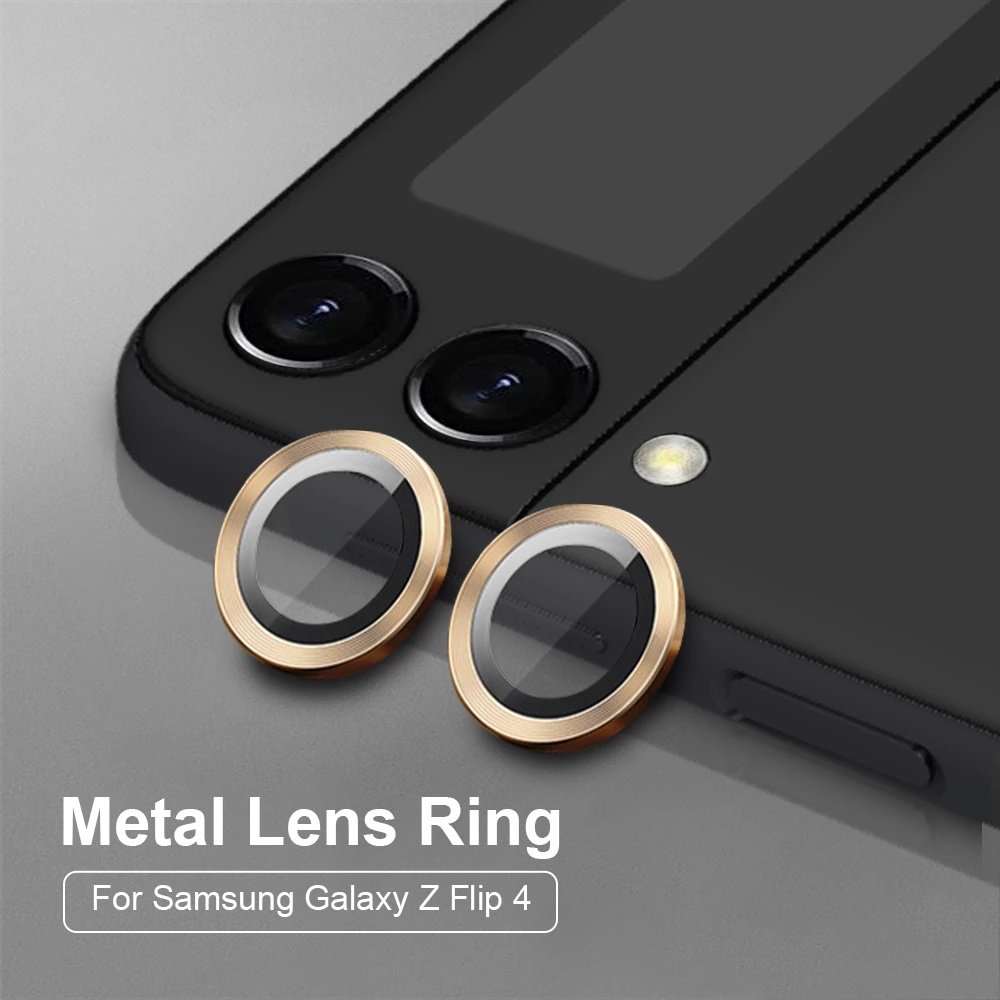 2 Pcs / Set Pelindung Lensa Kamera Bahan Kaca Metal Tahan Debu Untuk Samsung Galaxy Z Flip 4 Series