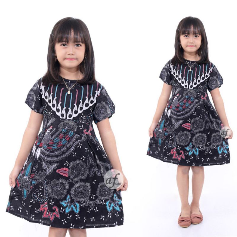 Dres Batik anak Perempuan umur 3-10 tahun-Batik bervariasi BUTIKDIAN