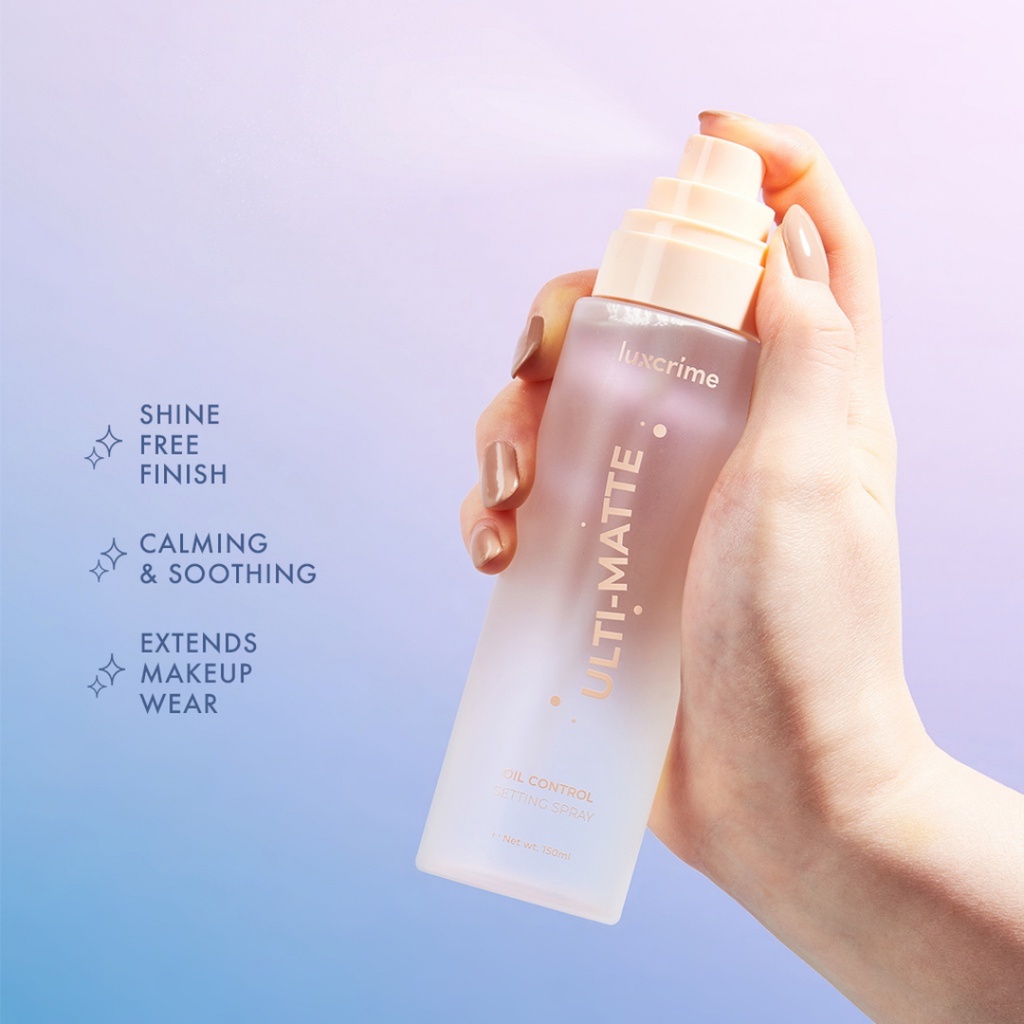 [ FREE GIFT ] Luxcrime Ulti-Matte Oil Control Setting Spray , Spray Penguat Make Up Tahan Lama 150 ml