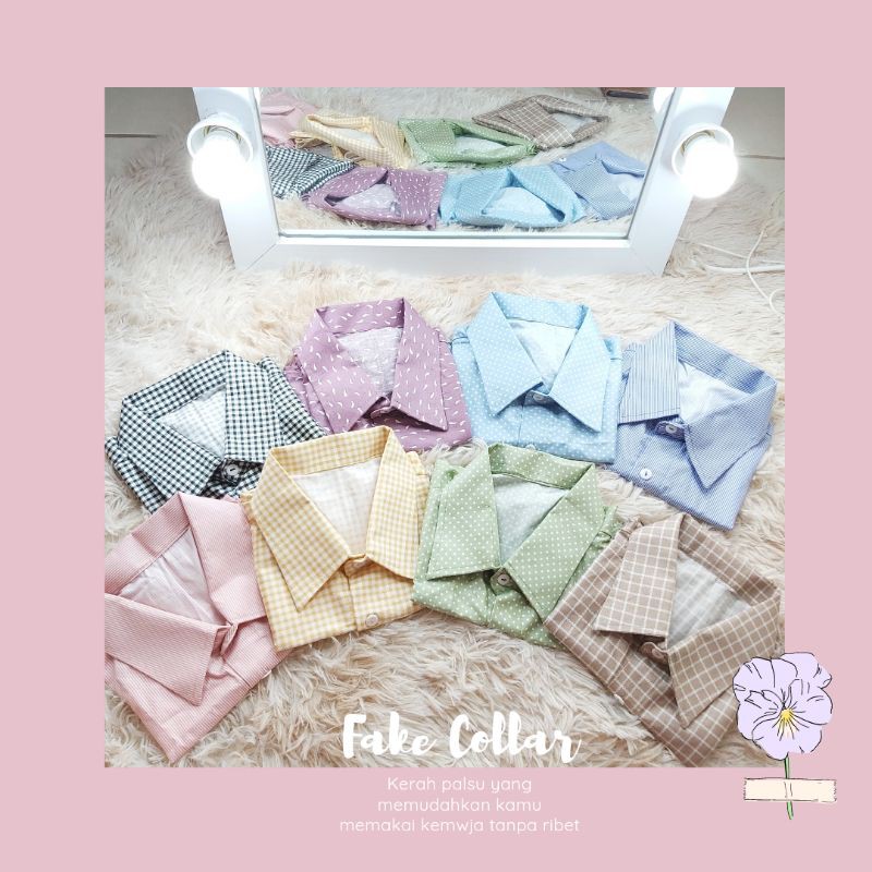FAKE COLLAR ATASAN KERAH KEMEJA PALSU WANITA PRIA POLOS MOTIF MURAH