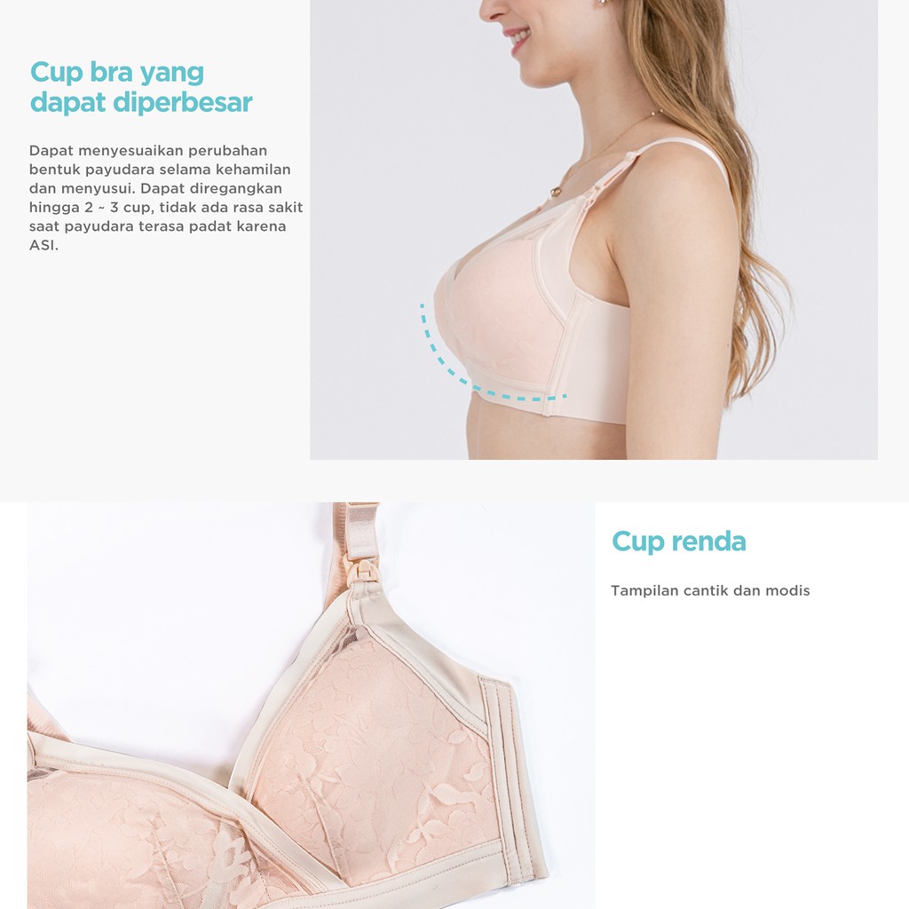 [PROMO] Mooimom Nude Floral Wireless Maternity &amp; Nursing Bra Ibu Hamil &amp; Menyusui B03102F