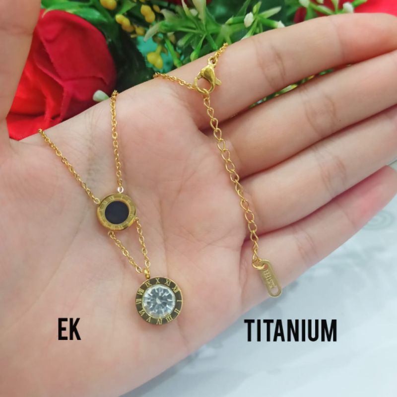 *COD* Kalung Wanita TITANIUM permata zircon motif brand, TIDAK LUNTUR, TIDAK BERKARAT