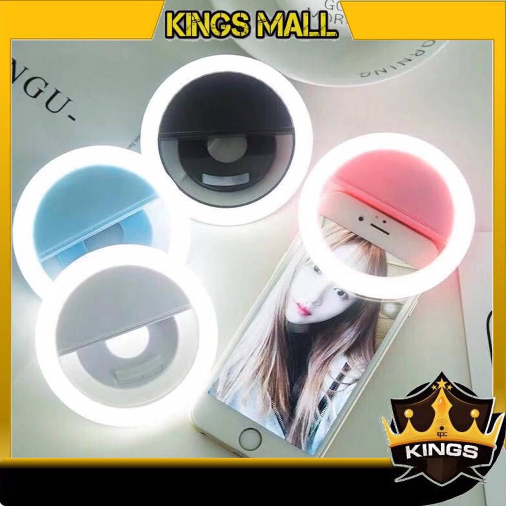 KINGS - R250 Lampu Ringlight Selfie Bulat / Selfie Ring Light Rechargeable