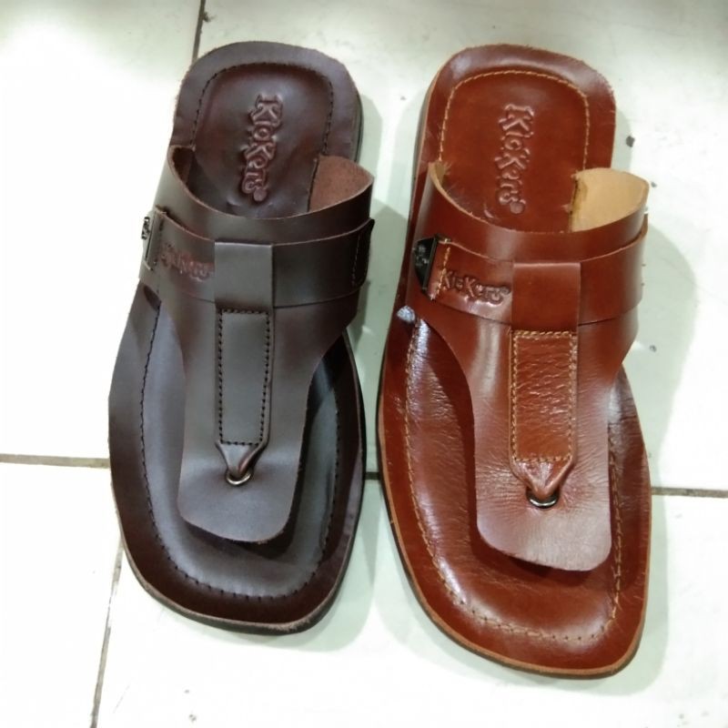 Sandal pria kickers kulit asli terbaru full kulit sendal cowo