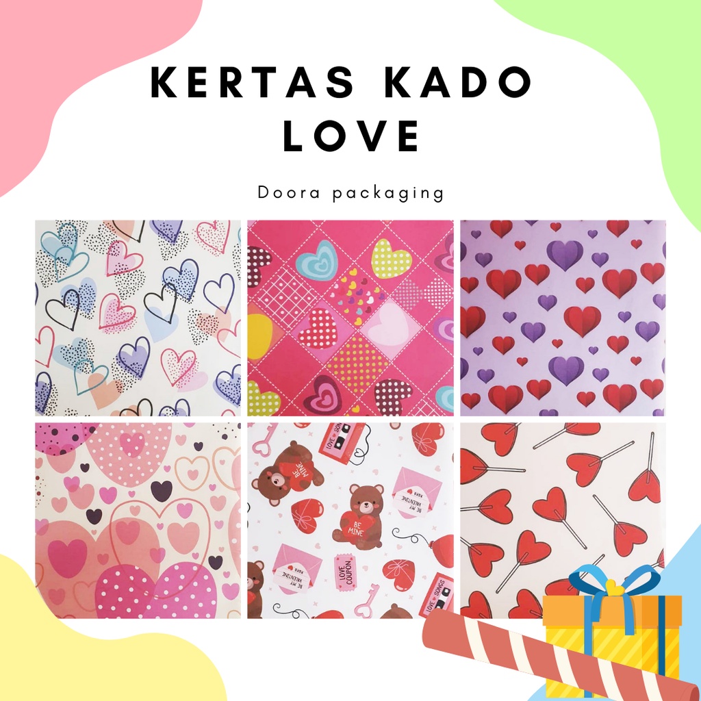 Kertas Kado Wrapping Paper Sansan Wawa Seri Love Valentine