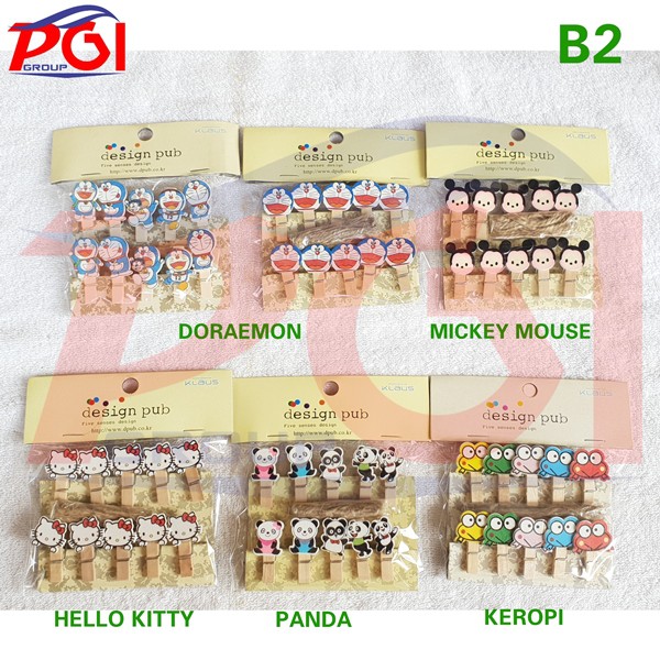 B ( B2 ) MODEL B / 1 PAKET WOODEN CLIP PAPER PENJEPIT KAYU / JEPIT FOTO KARAKTER FREE TALI 1.5 METER