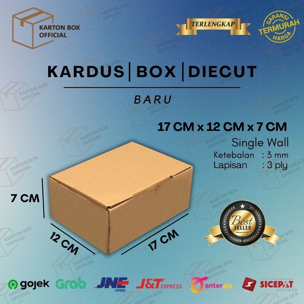 

Kardus Box Die Cut 17x12x7 CM Kotak Dus Packing Packaging Baru Polos
