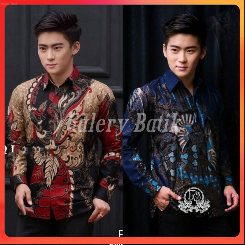 KEMEJA BATIK PRIA SIZE M L XL XXL  BSWART BatiK HRB026 Kenongo Hem Panjang Padi