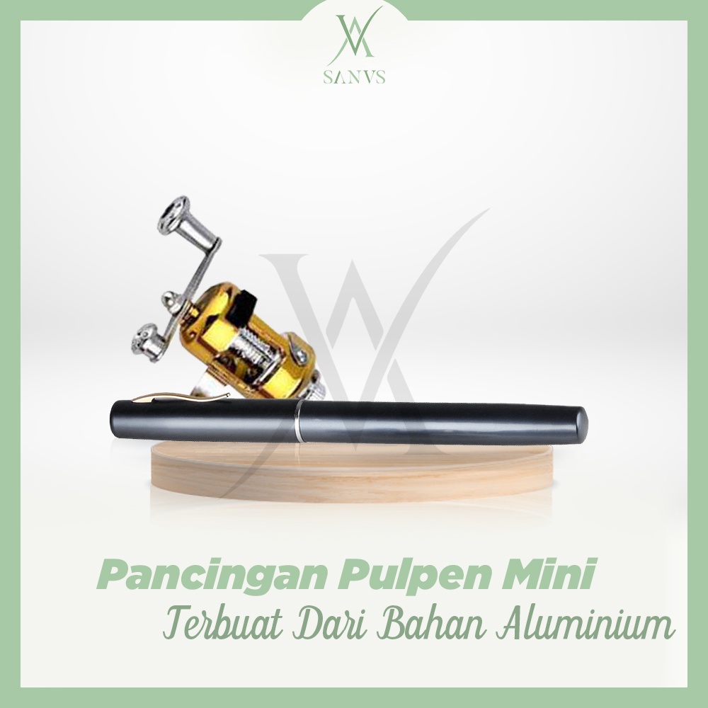 Joran Pancing Pulpen Free Reel Kecil Pancingan Pulpen Mini Fishing Rod Pen Portable Import Original Bergaransi - SANUS.ID-PANCING HITAM