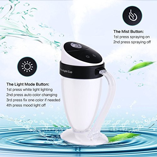 USB Moonlight Cup Humidifier with Colorful LED Mood Light - HMT-106 - Kapasitas 110ML