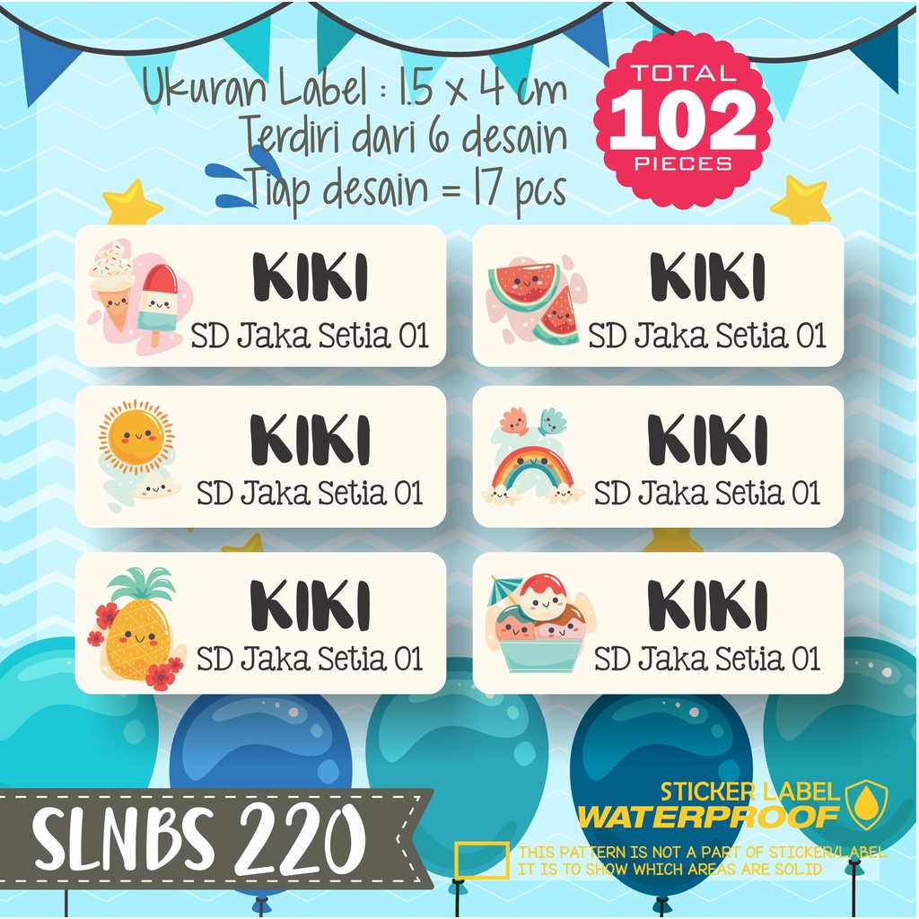 

stiker label nama anak kartun sticker anti air bunga tanaman SLNBS 220