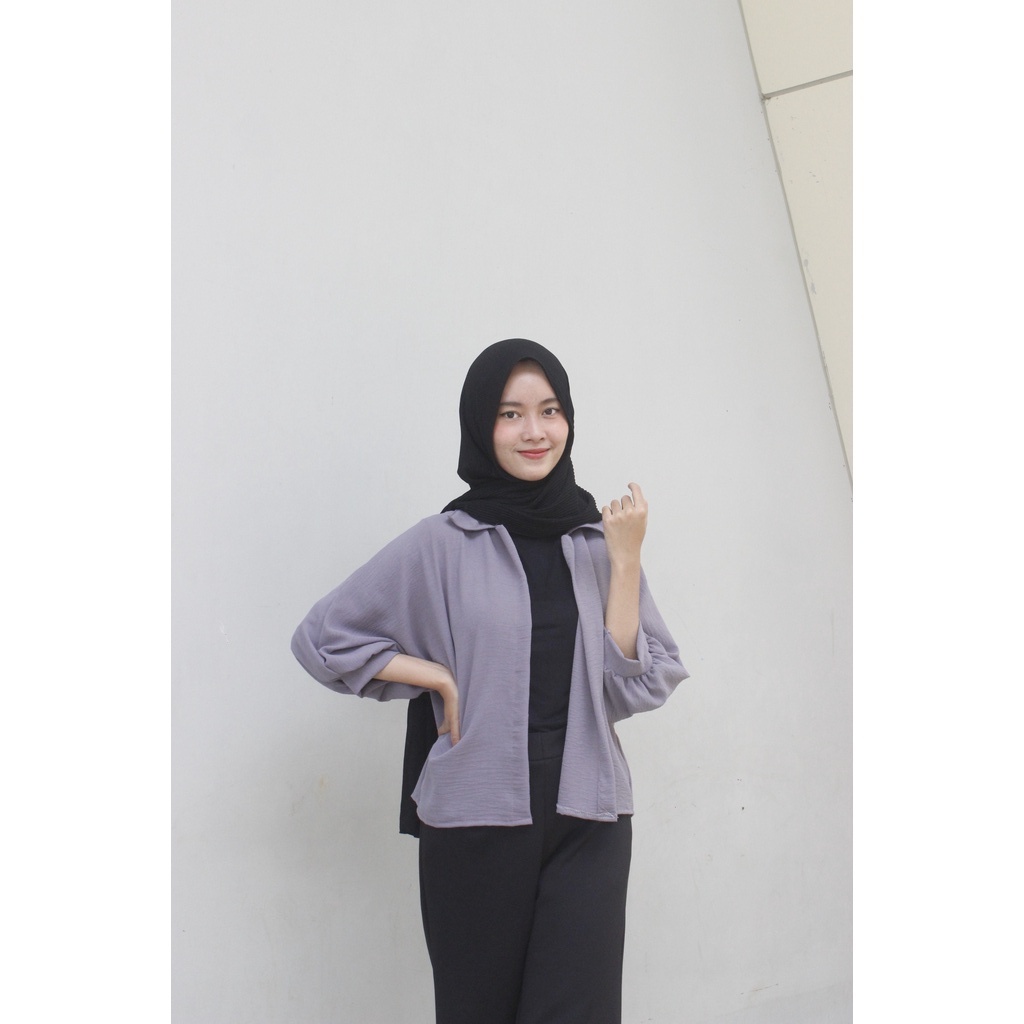 Tq88indonesia Fashion Baju  Outer Kalong Wanita Kekinian / Marshey Batwing Oversize Outer CRINCLE  / Baju Luaran Cewek Terbaru / Ootd / Busana Luaran Muslim Wanita Terbaru / Cardigan / Cardi Cewek