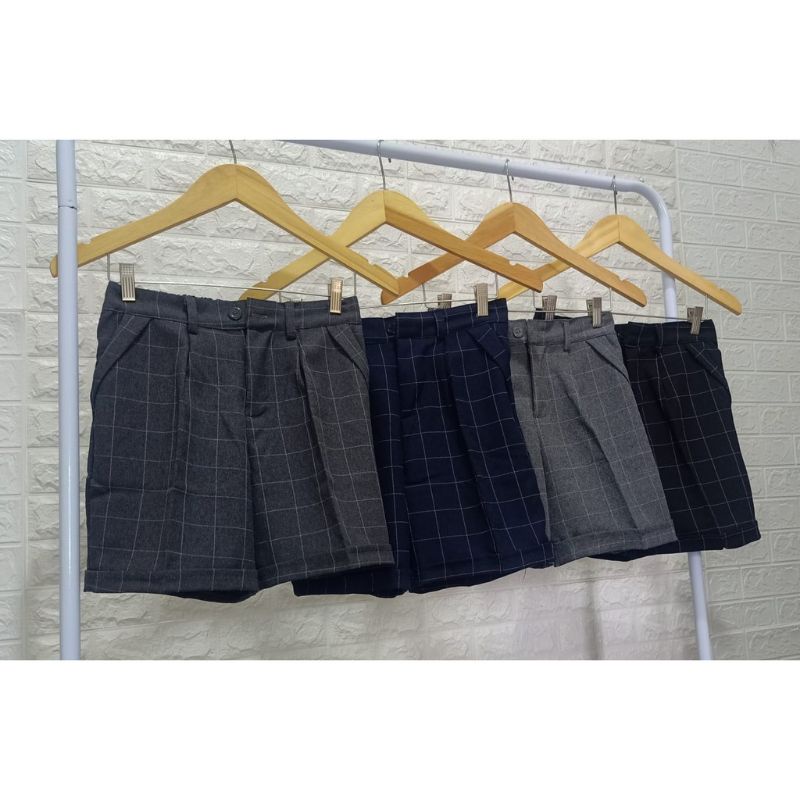 Hot Pants Celana Pendek Tartan Celana Hot Pants Kotak Celana Wanita Harian Celana Murah