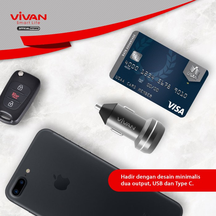 VIVAN CT01 Car Charger TYPE-C 2.4A - Garansi Resmi 1 Tahun