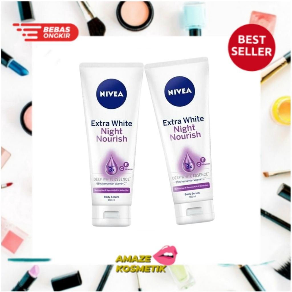 NIVEA Extra White Body Serum 180ml NIGHT NOURISH - Amaze_Kosmetik