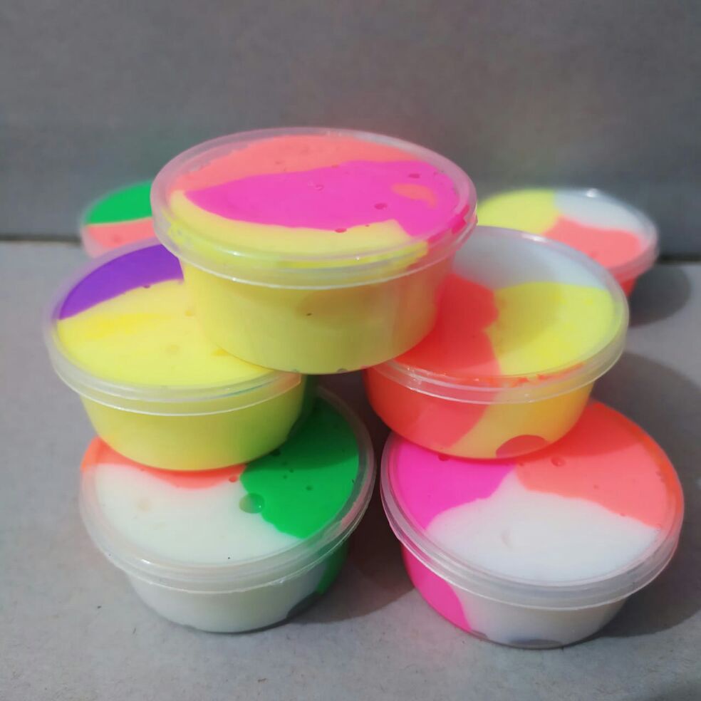 SLIME MANGKOK RAINBOW MINI/ SLIME MAINAN ANAK/ MAINAN SLIME EDUKASI ANAK SATUAN