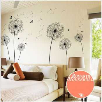 Sticker Wallpaper Dinding Black Dandelion - AY834