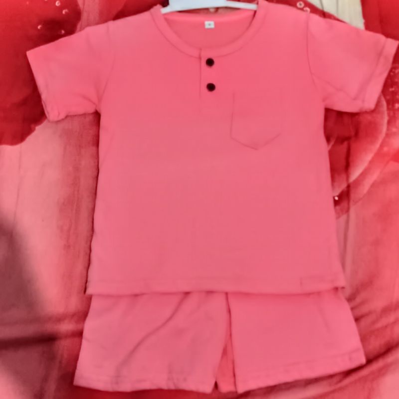 Baju stelan anak polos Baju anak bahan lembut tebal tidak panas pakaian anak laki perempuan baju kaos model kiano