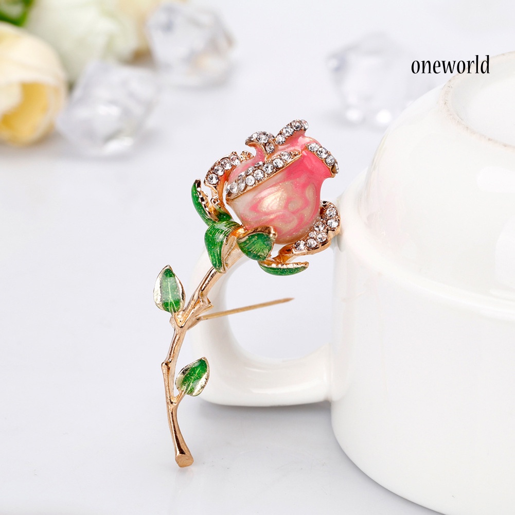 OW@ Fashion Women Rhinestone Inlaid Flower Brooch Pin Clothes Decor Jewelry Gifts