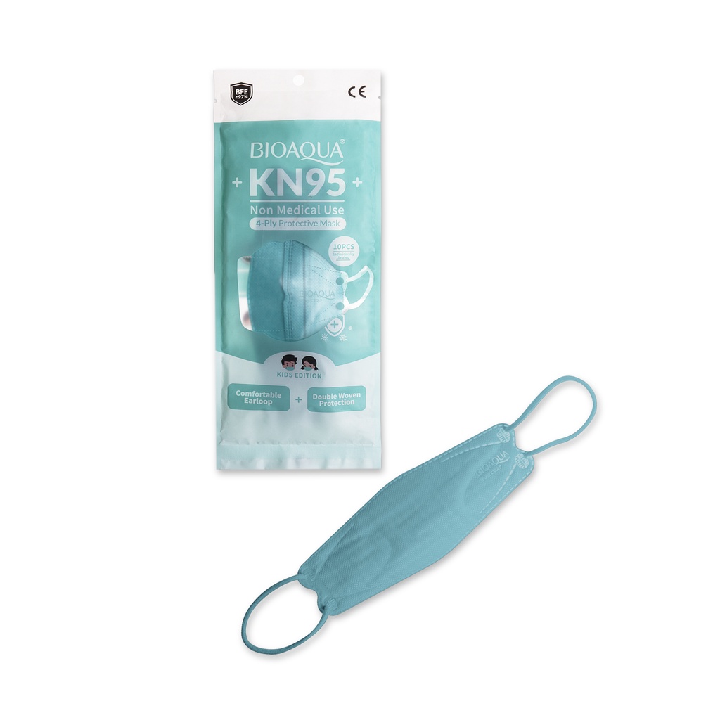 Masker Earloop Anak BIOAQUA Original Disposable Mask Kesehatan Medis Kf 94 Murah Tebal 10 Pcs