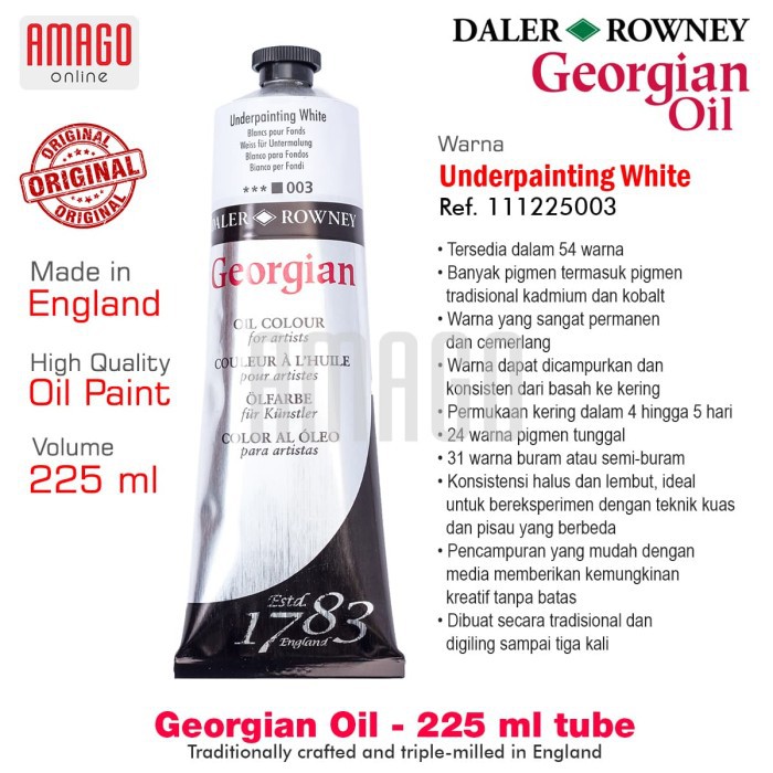 DALER-ROWNEY - GEORGIAN OIL 225 ml - UNDERPAINTING WHITE - 111225003