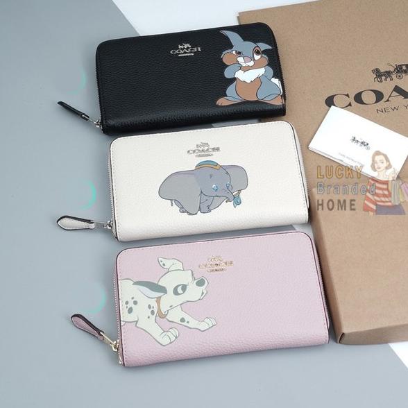 Dompet Coach X Disney Wallet Pebbled Leather Zip Arround Original 100%