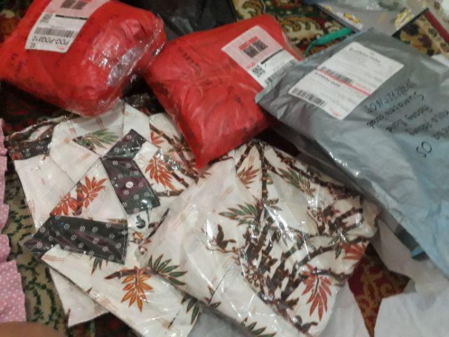 Baju Batik Couple Keluarga Motif Bambu Putih