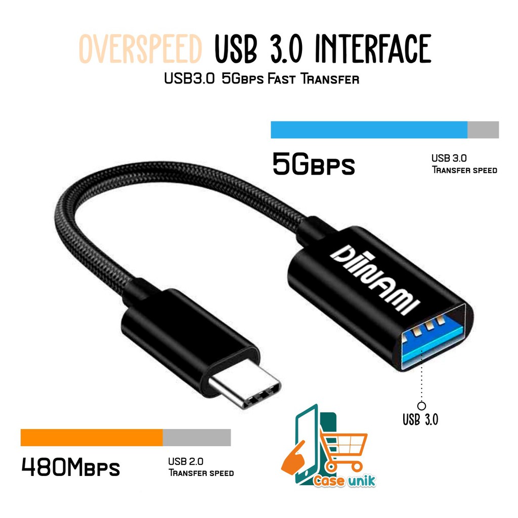 BM074 Kabel otg DIINAMI micro dan tipe c usb fast translit data anti lelet bahan metal usb 3.0 CS2993