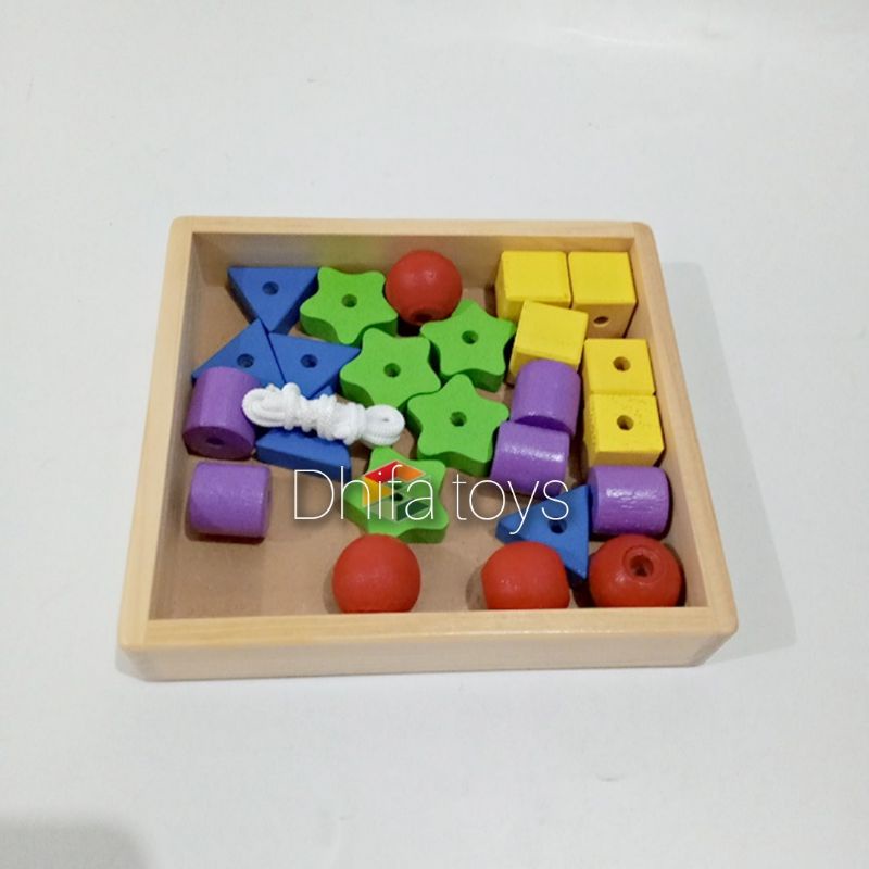 Balok Meronce Geometri - Mainan Edukasi Balok | Mainan Edukasi Alat Peraga Anak TK/Paud