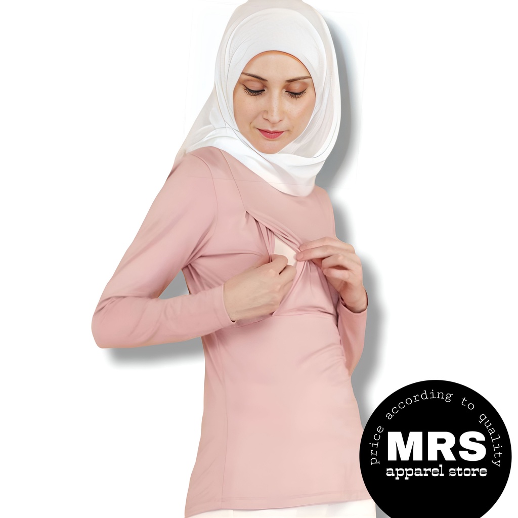 Baju Manset Menyusui Bunsui Friendly Polos Lengan Panjang Bahan Spandek Rayon Premium