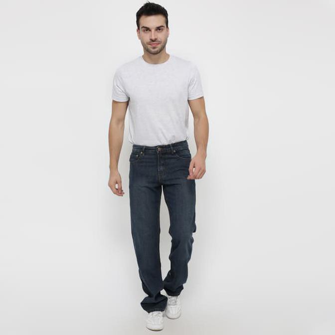 New Product Edwin Celana Jeans Edw 512-27-Eco Regular Fit Pria Panjang Biru Tua - Biru, 32 Free