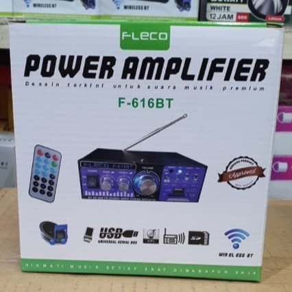 COD Amplifier Bluetooth Fleco F-616BT Power Amplifier AC DC Bluetooth USB FM SD Mp3 Fleco F-616BT