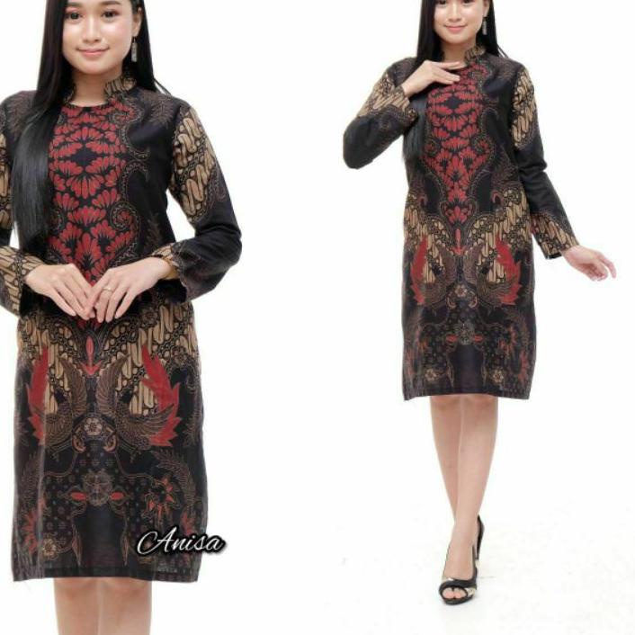 ✦ BISA COD TUNIK BATIK ANISA MOTIF BANYUMILI MERAH ⇚