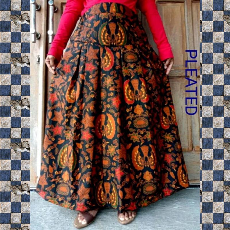 Rok Batik Klok Payung Panjang Lipit Modern Premium