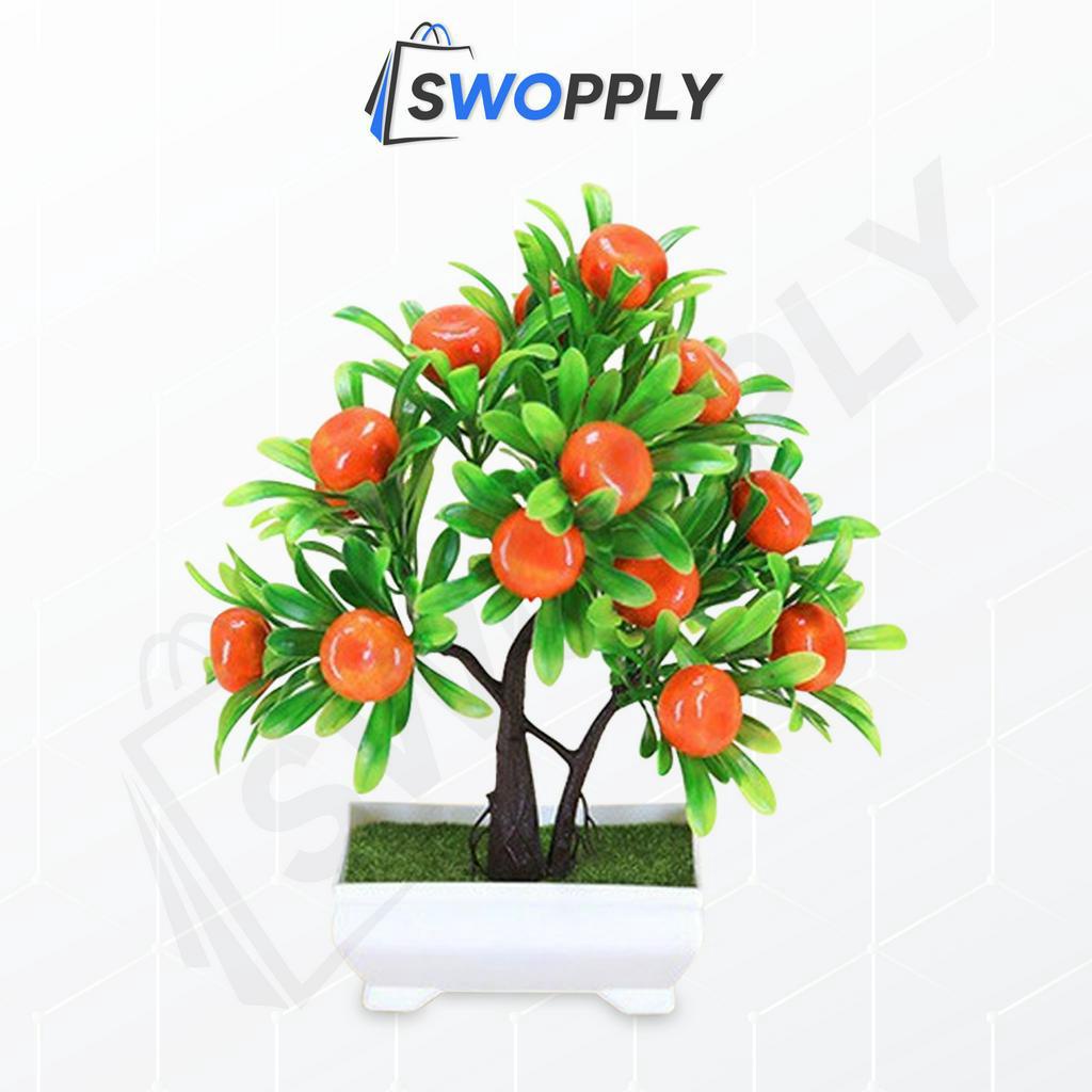 Swopply PT25 Pot Tanaman Hias Bunga Hias Plastik Ornamen Pot Bongsai Artificial Flower Decoration