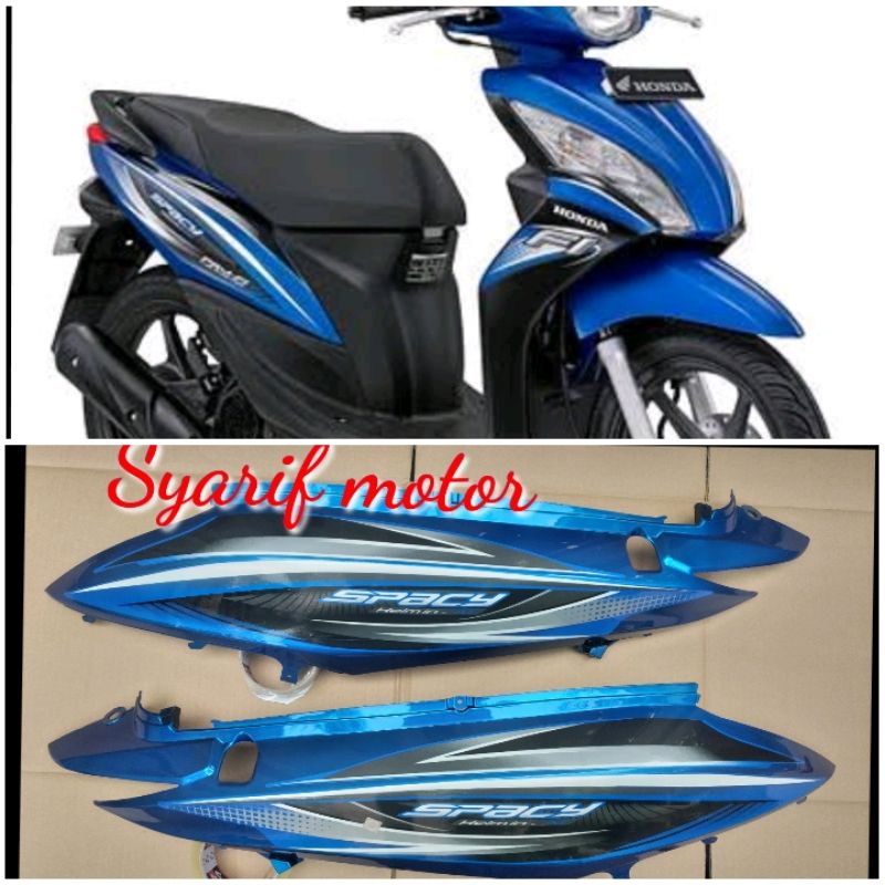 Cover body spacy 2012 warna biru plus stripping