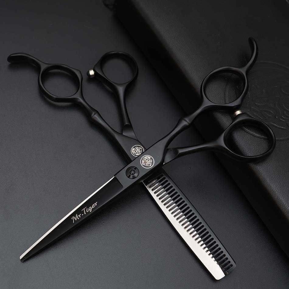 GS8 Gunting Rambut Professional Barber Hairdressing Scissors 440C Hitam Gold Cutting Thinning 5.5 Inch sasak Gunting rambut