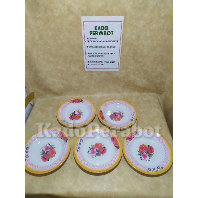 piring motif bunga kuning set- motif kembang kembang 5pcs