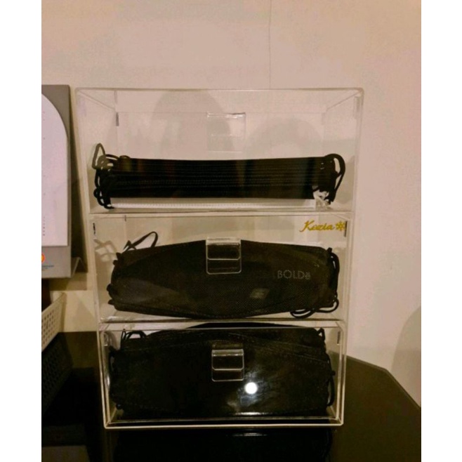 box masker 3 drawer box acrylic serbaguna