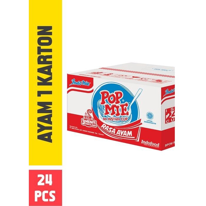 POP MIE KUAH RASA AYAM CHICKEN FLAVOUR SOUP NOODLE POPMIE 75GR DUS ISI 24PCS