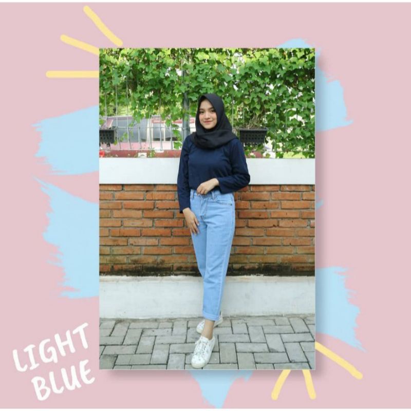 Boyfriend Plain boyfriend jeans wanita Kulot jeans