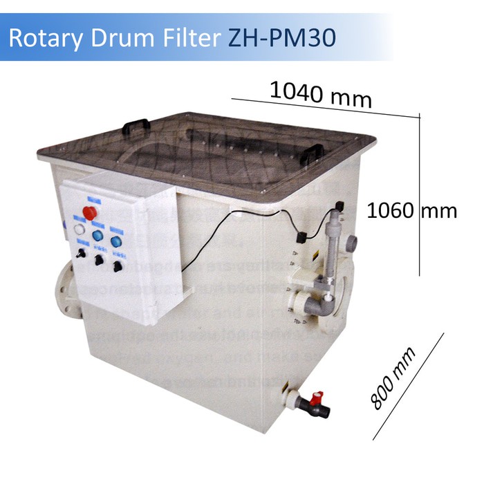 Aquarium Rotary Drum Filter ZH-PM 30 Flow Rate 0-30m3 per Jam 380Volt 850Watt