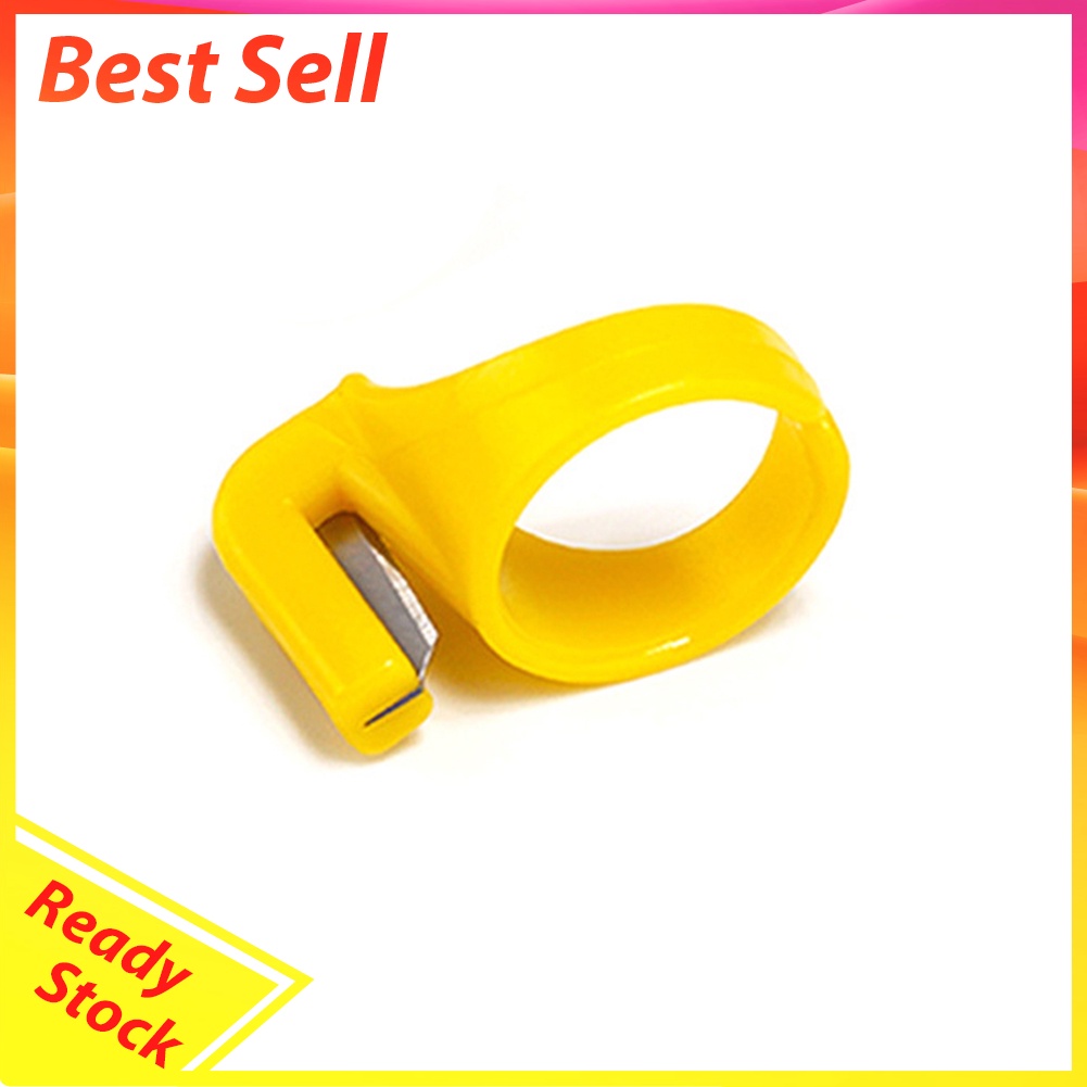 Plastic Thimble Sewing Ring Fishing Thread Cutter Finger Blade Needle Tools