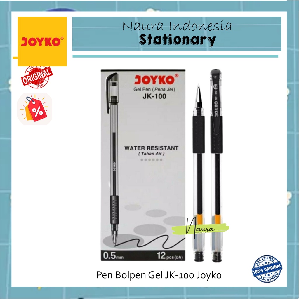 

[1 PACK] Pen Bolpen Gel JK-100 Joyko | Pulpen Gel ( 12 PCS )