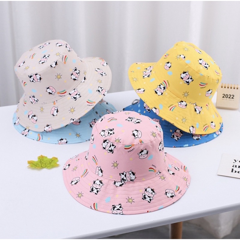 2 3 4 tahun Topi Bucket Nelayan Anak Import Model Sapi Rainbow and Sun