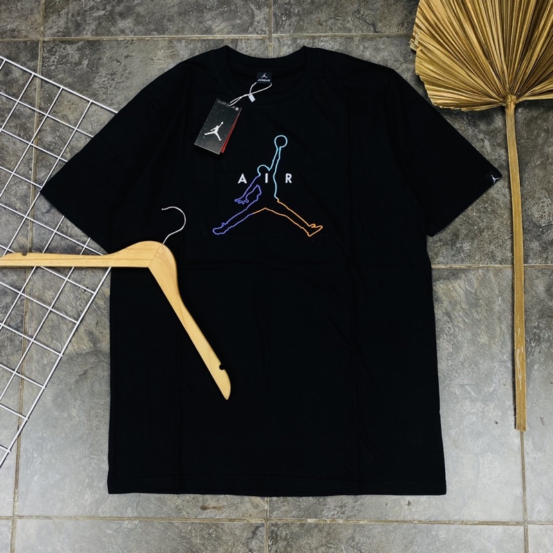 KAOS T SHIRT TEE AIR JORDAN JUMP MAN AIR TREE COLOUR BORDIR HITAM PREMIUM AUTHENTIC