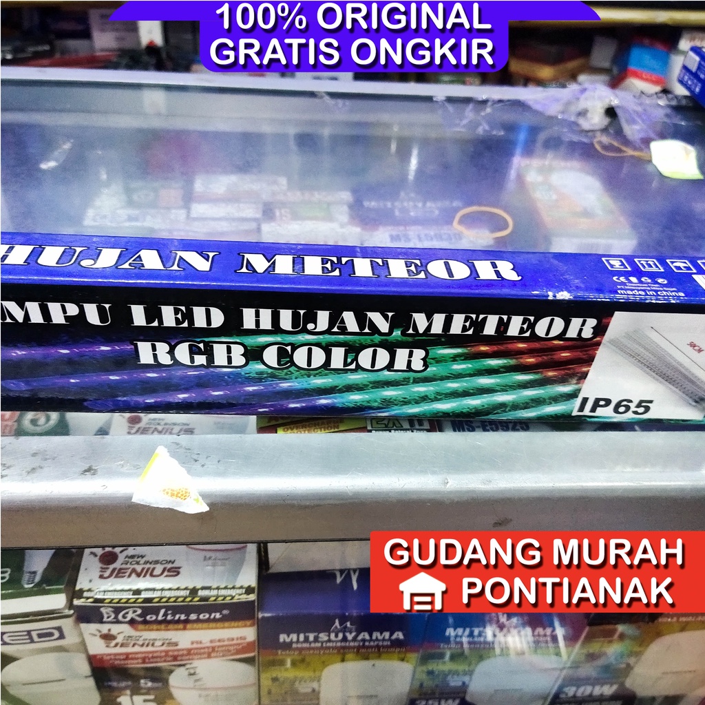 Lampu seri Meteor Hias Hujan Turun Warna warni 8 batang 50CM / setengah meter Mitsuyama MS-359 BARU