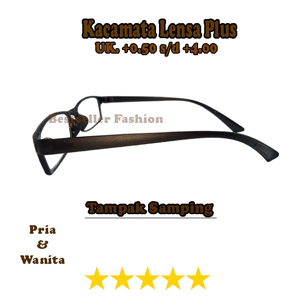 Kacamata plus (+) bingkai fullrim persegi panjang kaca mata rabun dekat uk. +0.50 s/d +4.00 untuk pria dan wanita bahan ringan NOCASE